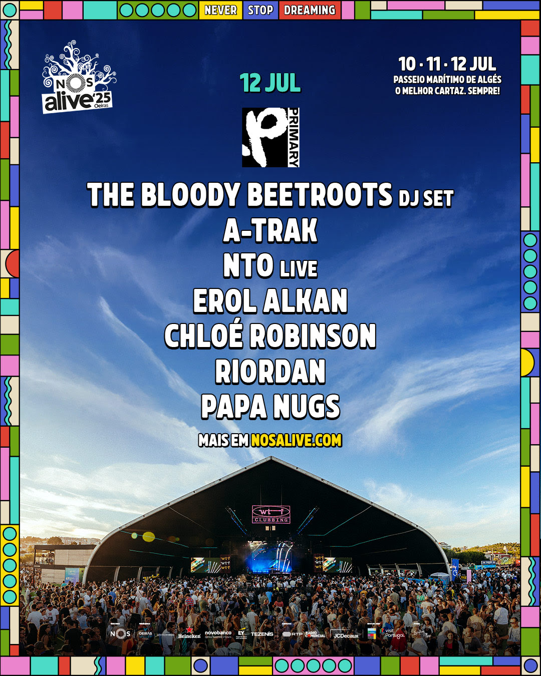 NOS ALIVE'25 E PRIMARY TALENT APRESENTAM O LINEUP DO WTF CLUBBING DO DIA 12 DE JULHO